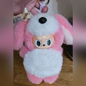 Plush Pink and White Puppy Labubu